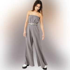 Free People | Olivia Strapless Jumpsuit, Gray, Size Medium